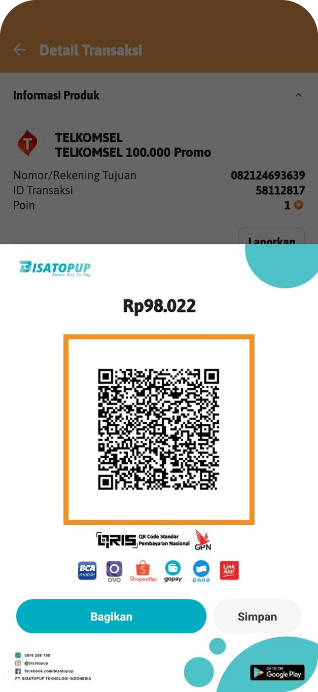 Bisatopup App QR Payment